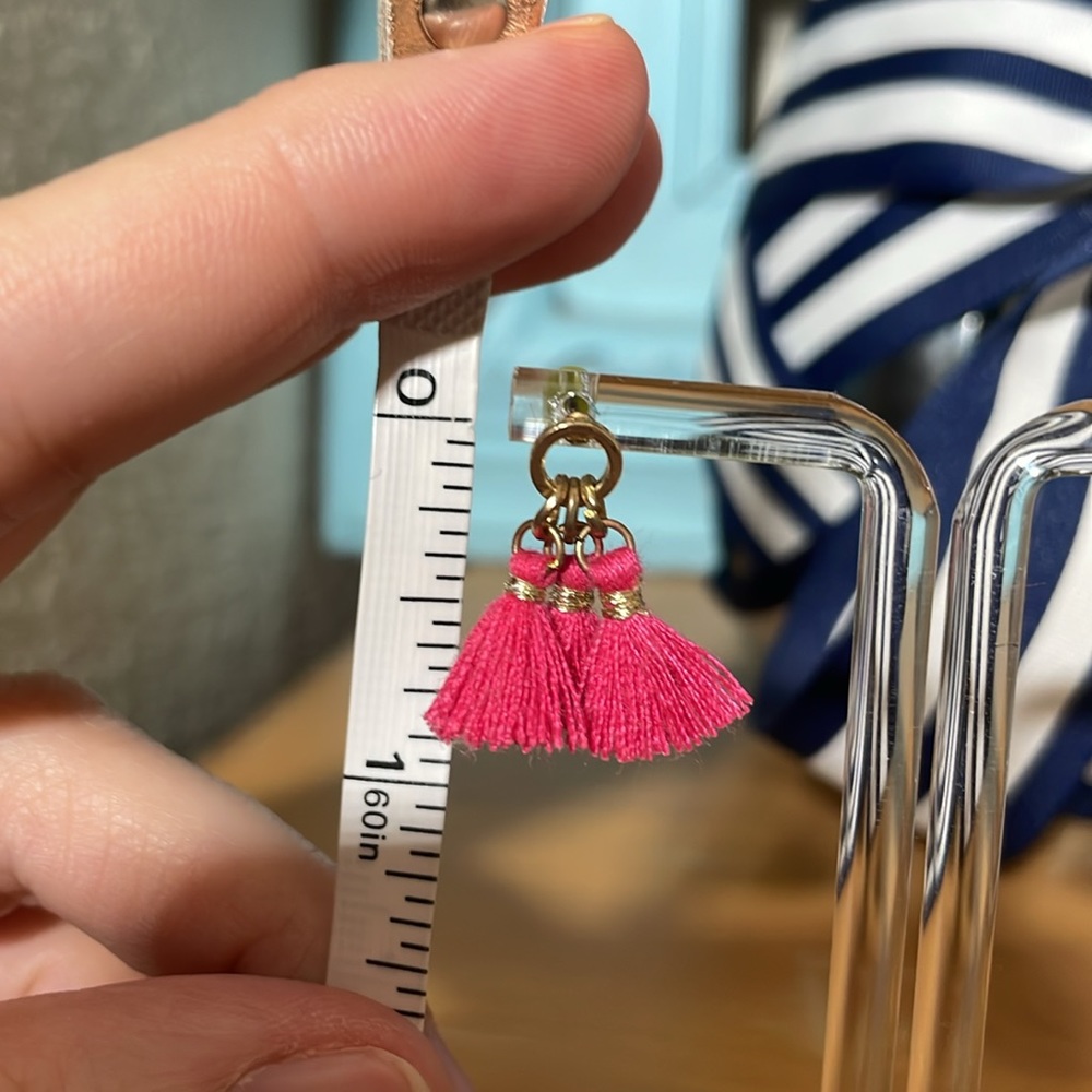 Pink & Gold Mini Tassel Earrings - Picture 4 of 4